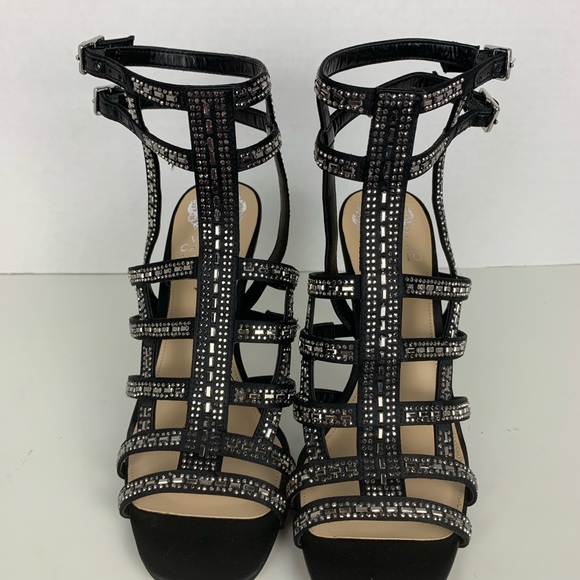 NWOB $150 Vince Camuto rhinestone blk cage heels - Picture 5 of 6